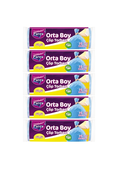 Güçlü Çöp Torbası Orta Boy 15'li 55 X 60 Cm 5 Paket