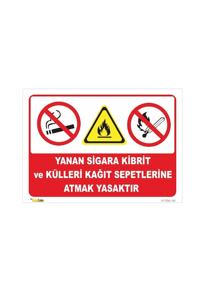 Yanan Sigara Kibrit Ve Külleri Kağıt Sepete Atma - Isg Levhası