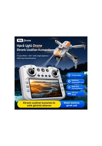 4k Çift Kameralı Drone Ekranlı Kumanda 2 Batarya Optik Akış Fırçasız Motor Beyaz