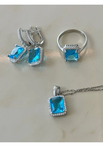 Mavi Topaz Set Takı 351