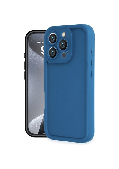 Apple iPhone Uyumlu 16 Pro Kılıf Viera Silikon - Mavi Bz8683140798420