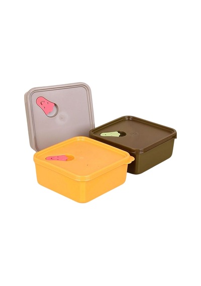 Plastik 3'Lü Mini Saklama Kabı - 3 x 550 ML Çok Renkli