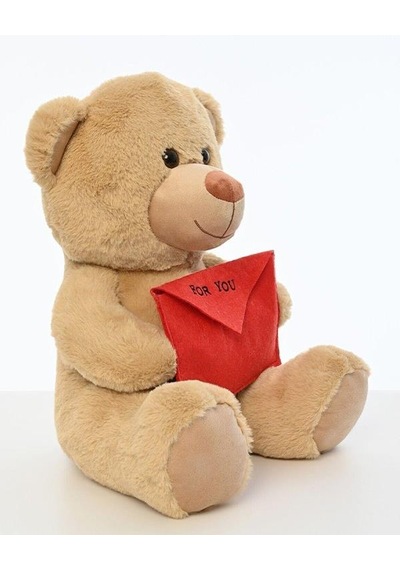 Pufu Toys Pelüş Mektup Tutan Kahverengi Ayıcık 40 Cm 04014