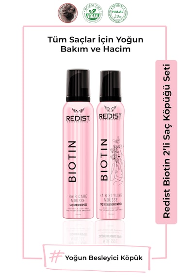 Redist Biotin Bakım + Şekillendirme Köpük Seti / İnce Telli Ve Hacimsiz Saçlar