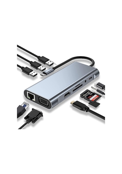 Type C To Hdmi Usb 3.0 Sd Tf Kart Rj45 Ethernet Vga 3.5 Aux