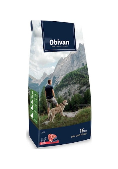 Obivan Kuzu Etli ve Yaban Mersinli Yetişkin Köpek Maması 15 KG