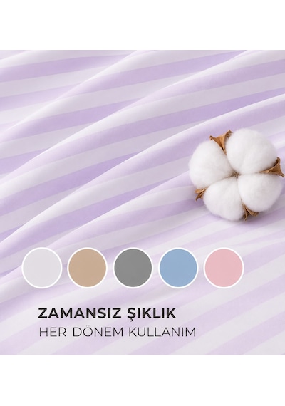 Tek Kişilik Otel Tipi Lastikli Çarşaflı Pamuk Saten Nevresim Takımı 100 Lila