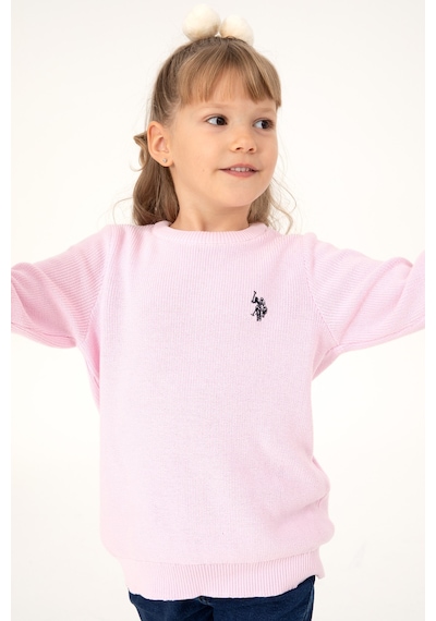 U.S. Polo Assn. Kız Çocuk Pembe Bisiklet Yaka Basic Kazak 50293601-VR041