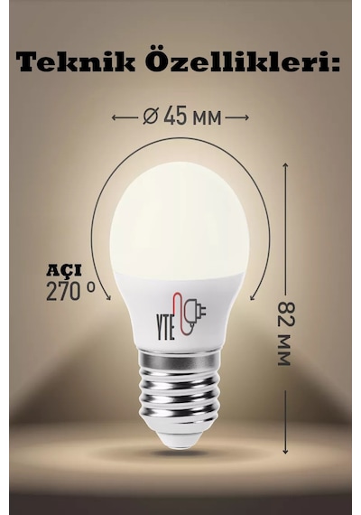 10 Adet Kaliteli Gün Işığı 6w Top Led Ampul E27 Duy