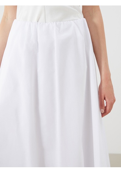 Lcwaıkıkı Classic Beyaz Beli Lastikli Poplin Balon Etek