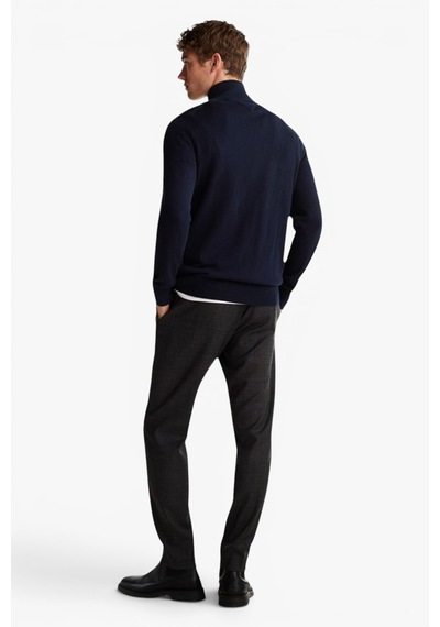 Tommy Hilfiger Pıma Org Ctn Cashmere Zıp Mock Erkek Mavi Kazak - Mw0mw28049