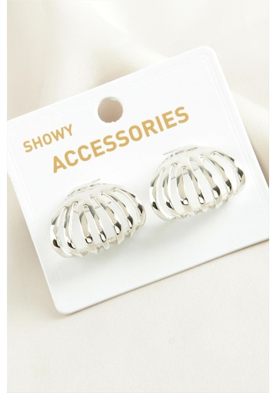 Yelpaze Trend Metal Küpe-gümüş Rengi N145 çok renkli