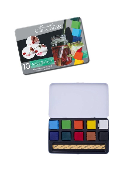 25x35 15 Sayfa Teknik Çizim Kağıdı 200 Gr Cretacolor Tablet Sulu Boya 10 Renk Set