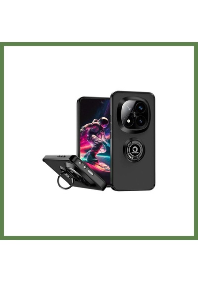 Bezos Redmi Note 14 Pro Plus Uyumlu Kılıf Montreal Yüzüklü Silikon Kapak - Siyah Hb006
