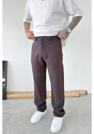 Kahverengi Modal Kumaş Baggy Pantolon