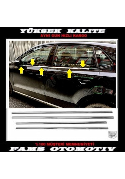 Vw Polo Krom Cam Çıtası 4 Parça Paslanmaz Çelik 2009 - 2017