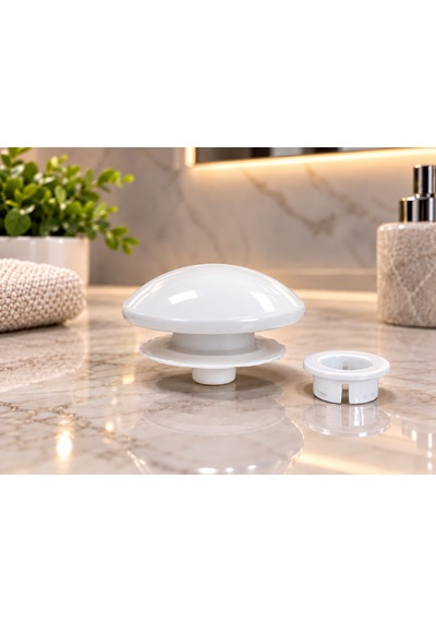 Lavabo Gider Süzgeci Bas Aç Pop-up Sistem Taşma Yüzüklü Dayanıklı Tasarım Beyaz