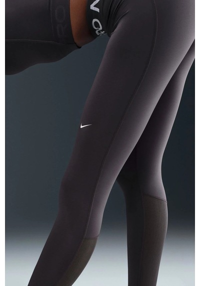 Nike Pro 365 Dri Fit Training Legging Tight Fit Thunder Grey White Kadın File Panelli Spor Tayt Füme