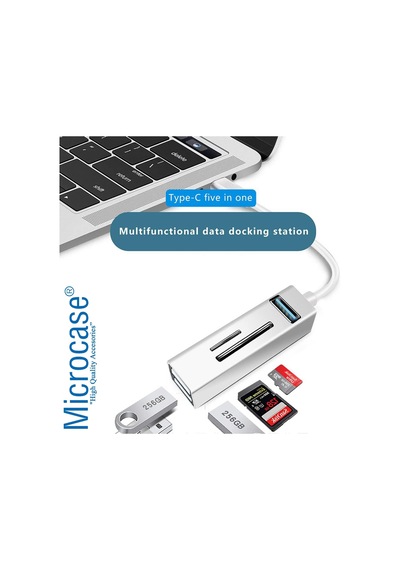 Type-c To Usb 3.0 Çoğaltıcı Hub Kart Okuyuculu 5in1 Usb Otg Sd/tf - Al3572
