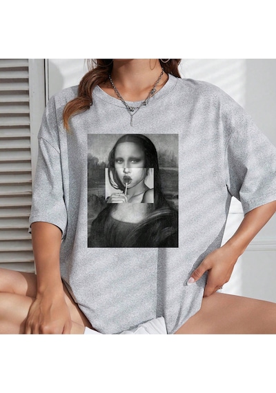 Noıssey Urban Pop Graphic Kadın Tişört Koleksiyonukod 5160 Gri
