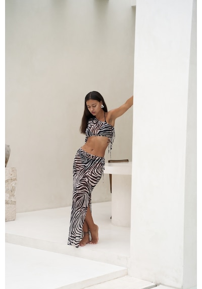 Mai Collection Mai Studios Co. Efthimos Tek Omuz Siyah Crop Etek Takım Siyah