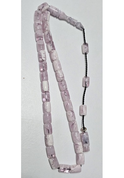 Sistem Püskül Pembe Sıkma Kehribar Tesbih Pembe - Beyaz