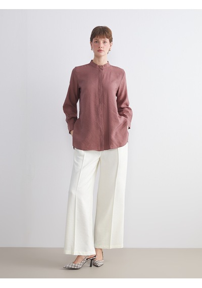Lcwaıkıkı Classic Kahverengi Oversize Modal Karışımlı Kadın Gömlek Tunik