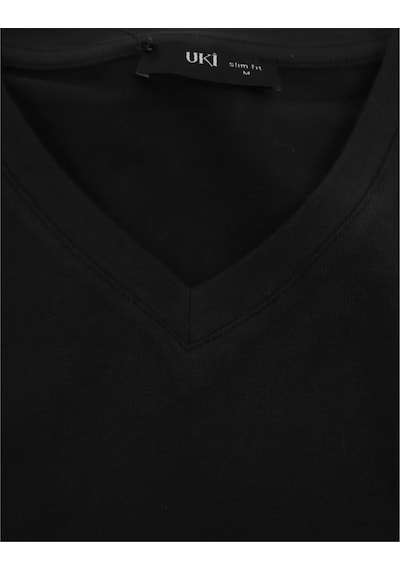 Uki Siyah Comfort Fit V Yaka Basic T-shirt Siyah