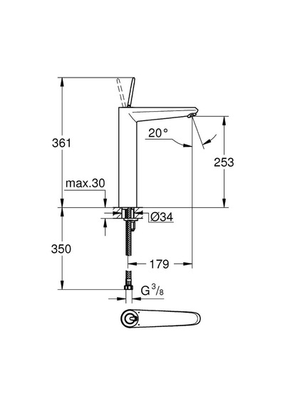 Grohe Eurodisc Joy 23428000 Tek Kumandalı Xl Boyut Lavabo Bataryası Gümüş