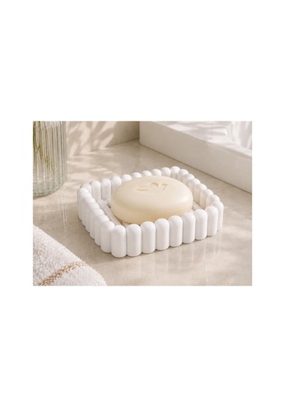 Buççin Online Mağaza Dekoratif Modern Sabunluk Minimalist Banyo Düzenleyici Plastik Beyaz Çok Renkli