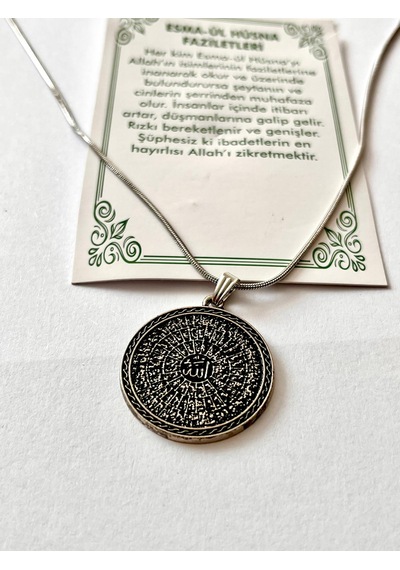Esmaül Hüsna Ve Faziletleri Dua Temal Manevi Koruyucu Dini Çelik Kolye Gümüş