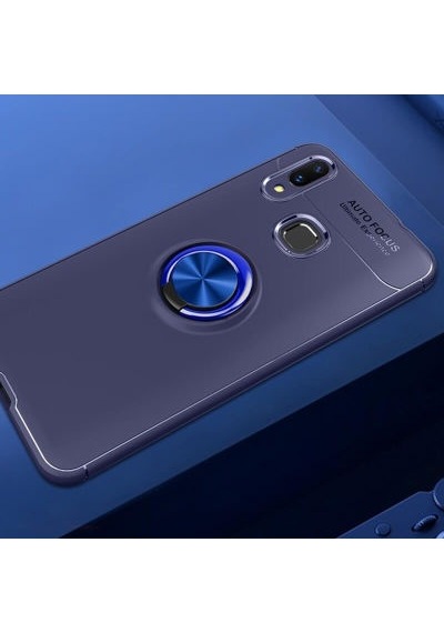Huawei P Smart 2019 Kılıf Yüzüğü Stant Ve Araç Tutucu Olabilen Şık Esnek Premium Silikon Kapak Ryc/ravel Mavi