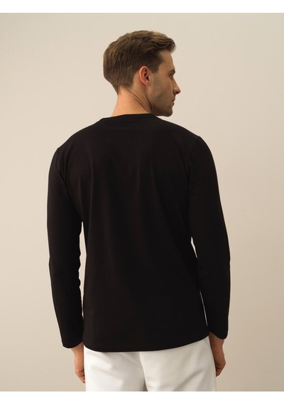 Xint Siyah Modal Dokulu Slim Fit Uzun Kollu Tişört 502046