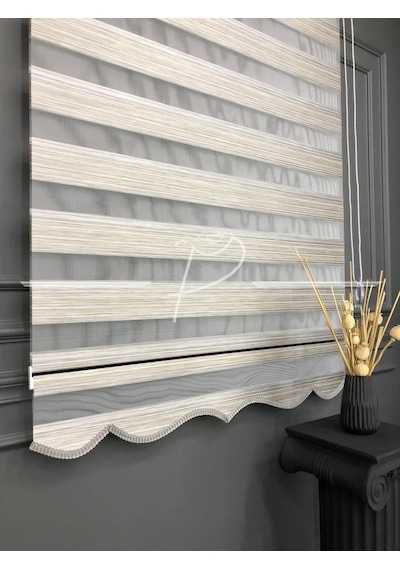 Zebra Perde Çift Renk Aşikar Desen Çok Renkli