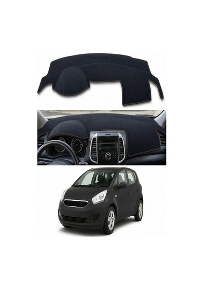 Kia - Venga 2009-2019 Uyumlu Torpido Koruma Kılıfı - Siyah Şeritli