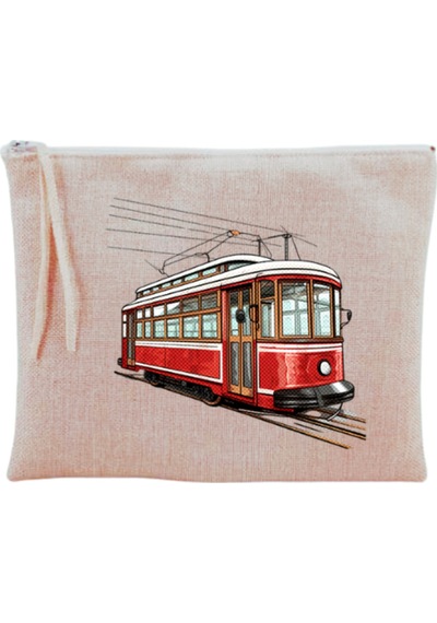 Tramvay Baskılı Makyaj Çantası