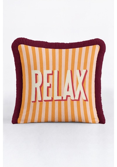 Relax Çizgili Retro Saçaklı Yastık Kılıfı - Tipografik Pop Art Turuncu Pembe Püsküllü Kırlent Kılıfı Derin Rota Nektar Relax Çizgili Retro Saçaklı Yastık Kılıfı - Tipografik Pop Art Turuncu Pembe Püsküllü Kırlent Kılıfı Derin Rota Nektar