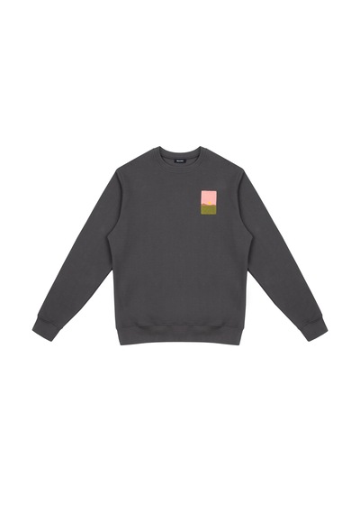 Beord Koyu Gri %100 Pamuk Bisiklet Yaka Sweatshirt Bss1-149