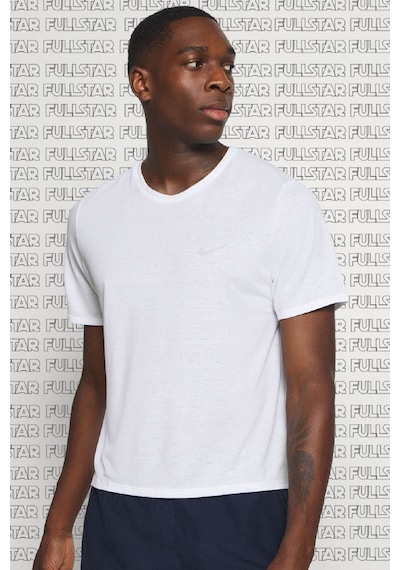 Nike Dri Fit Miler White T-Shirt Reflektörlü Amblemli Beyaz Erkek Koşu Spor Tişörtü Nike Dri Fit Miler White T-Shirt Reflektörlü Amblemli Beyaz Erkek Koşu Spor Tişörtü
