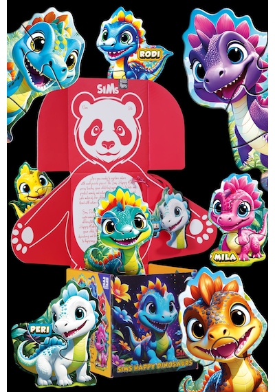 Sims Puzzle Bebekler İçin İlk Puzzle Yapboz Baby Dinozor - 1 Yaş Üstü Montessori Eğitici Oyuncak Dinozorlar