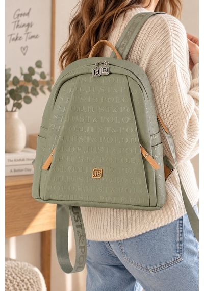 Yesil 4040 Orijinal Just Polo Kadin 9 Bolmeli Orta Boy Sirt Cantasi 31x29 Cm Yeşil