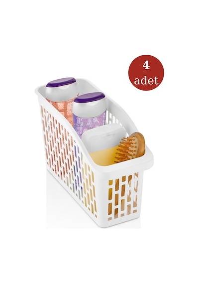 Flosoft 4 Adet Buzdolabı Sepeti, Mutfak Banyo Dolap İçi Düzenleyici Organizer 4 Lü Set 13x30x15cm