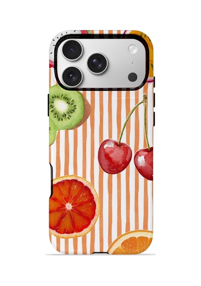 Apple iPhone Uyumlu 17 Pro Max Vorian Çift Katmanlı Magsafe Kılıf Tutti Frutti Stripe