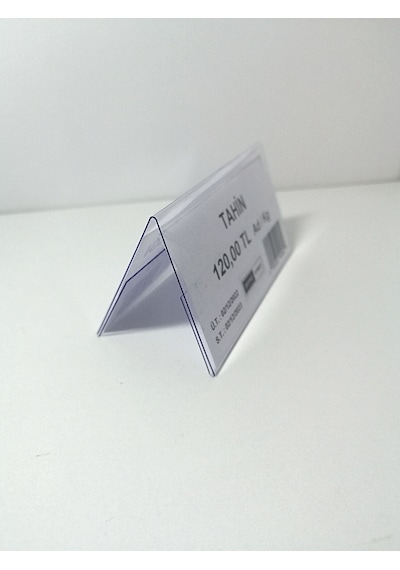10 Adet Pvc Şeffaf Etiketlik Çatı Tipi 8x4,5 Cm Çift Yön İsimlik