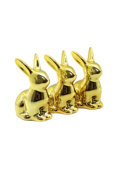 İbico İ12-191 Tavşan Figürlü Seramik Biblo - Gold Orta Boy Dekoratif Süs Eşyası- 12'li Paket Diğer