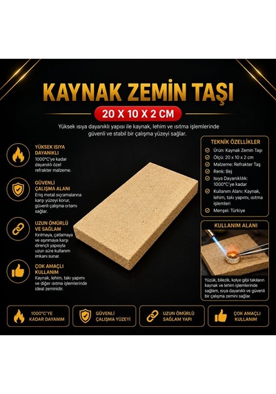 Döküm Kaynak 20 X 10 X 2 Cm Kaynak Zemin Taşı Profesyonel Malzeme Metalik