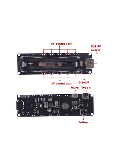 5V Çıkış Veren 18650 Step Up Batarya Modülü Raspberry Pi için