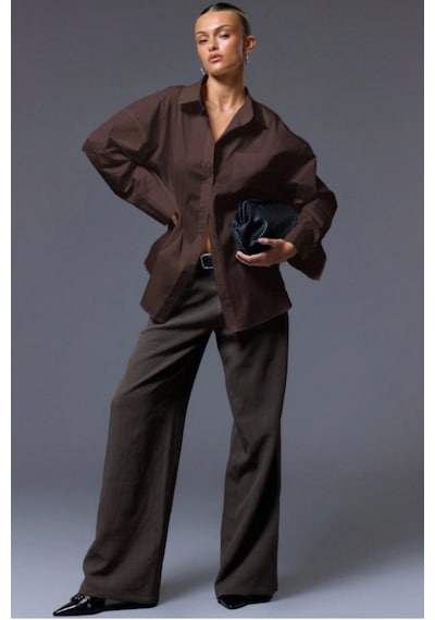 Tarz Cool Kadın Oversize Gömlek Uzun Kollu Basic Salaş Kesim Poplin Trend Şık Günlük Gömlek Kahverengi Tarz Cool Kadın Oversize Gömlek Uzun Kollu Basic Salaş Kesim Poplin Trend Şık Günlük Gömlek Kahverengi