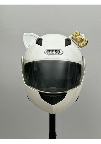 Motor & Motosiklet Gold Fiyonklu Beyaz Kedi Kulak Kask Dış Aksesuarı Diğer