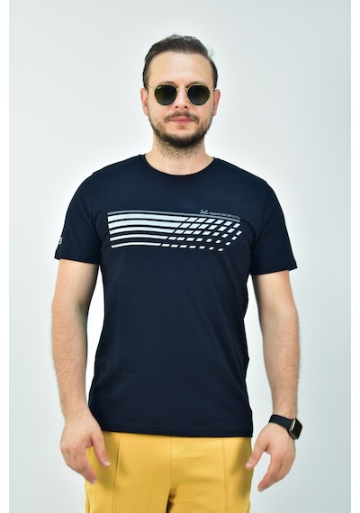 Escetic Erkek Lacivert Slim Fit T-Shirt-3293 Lacivert